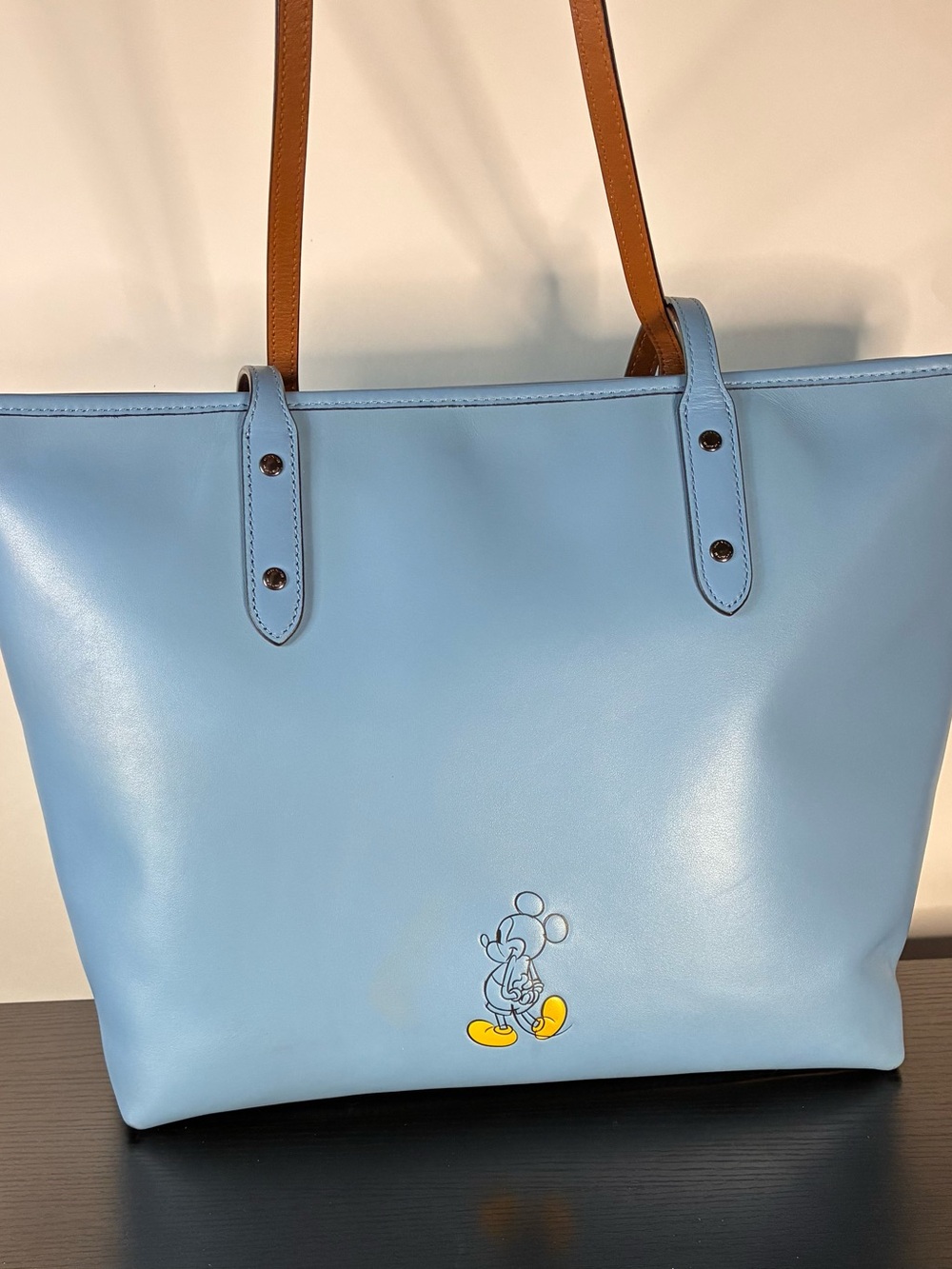 Disney X Coach Mickey Blue Calf Leather City Tote - Picture 8 of 14